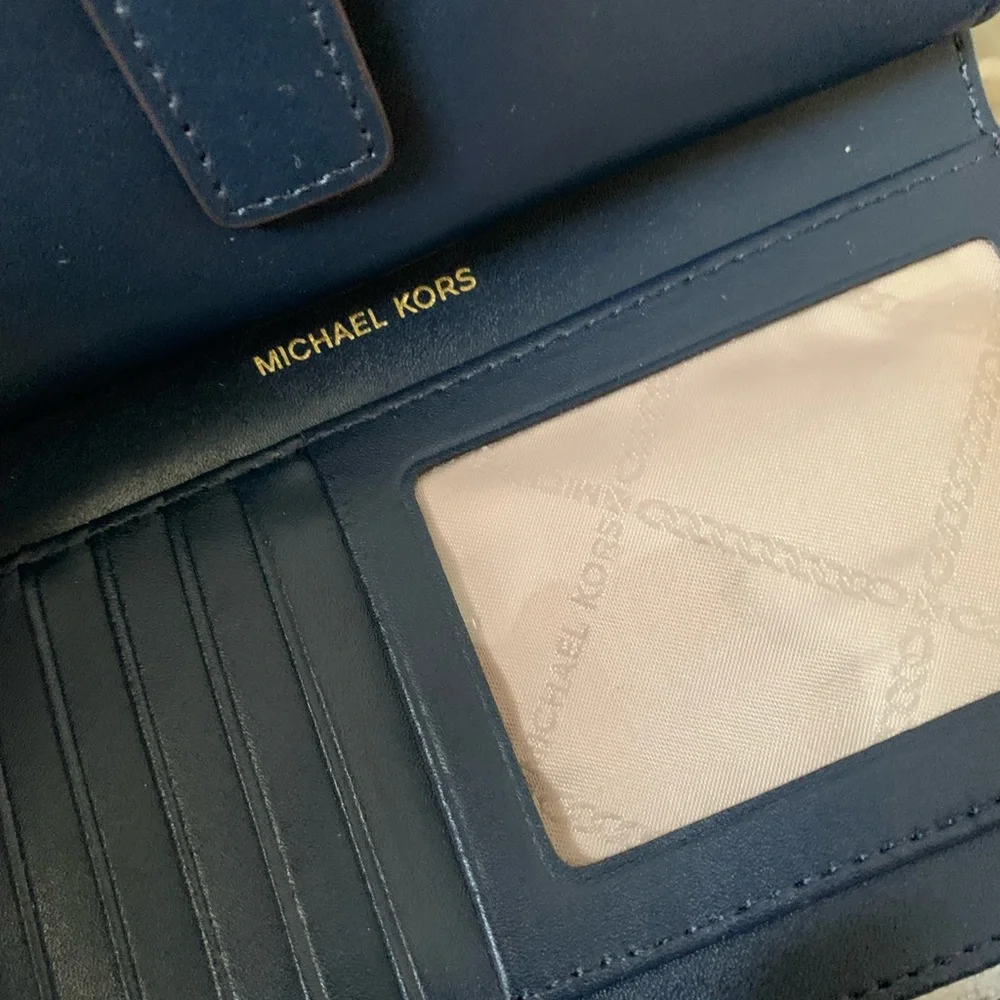 NWOT Michael Kors Jet Set Double Zip wallet Navy Multi Adele - Picture 6 of 8